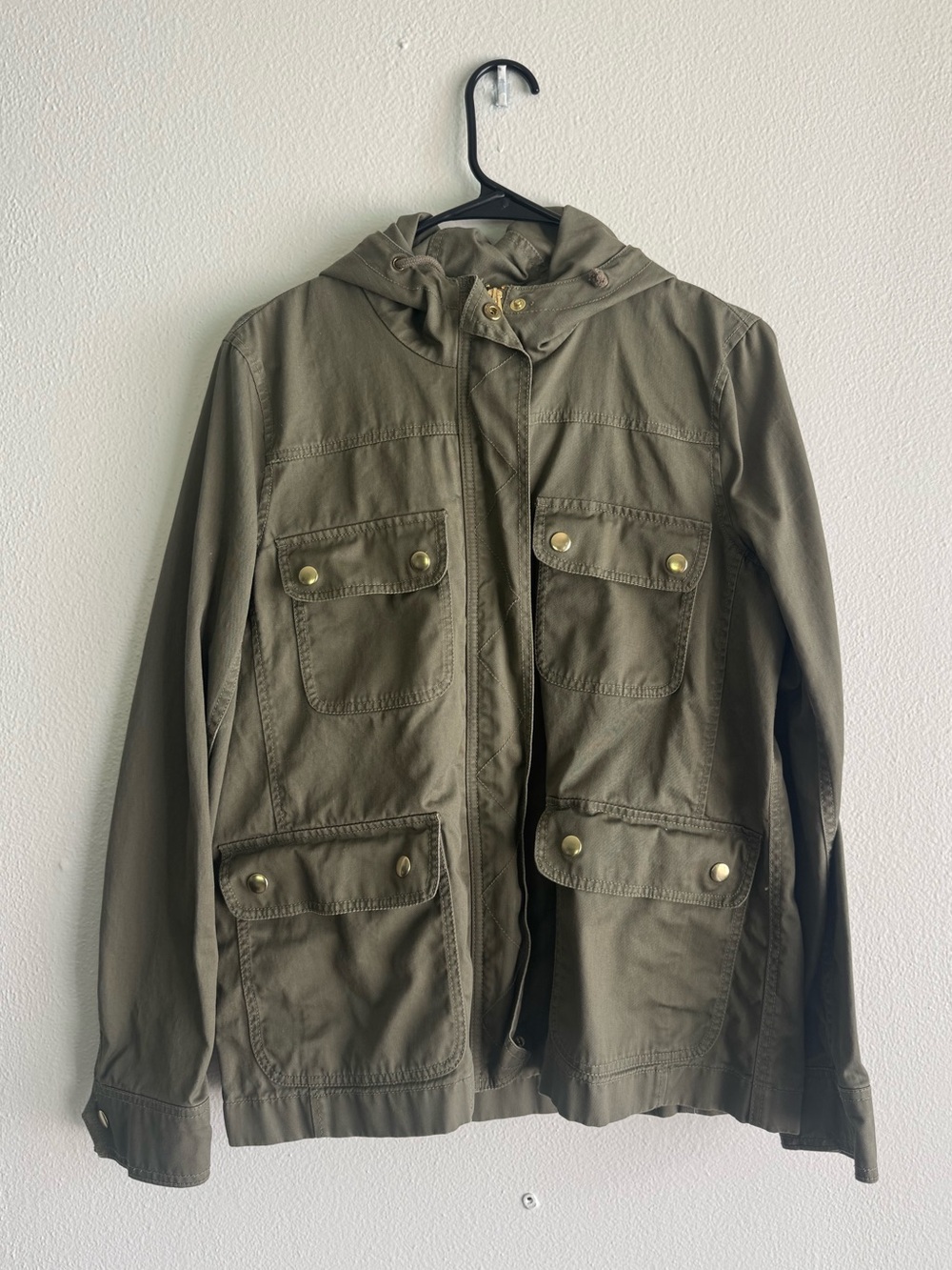 J.Crew Olive Green Hooded Utility Field Jacket Size Medium